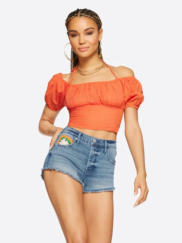 Women Tops and Tees Jessica Simpson Irin Halter Tie Top In Paprika