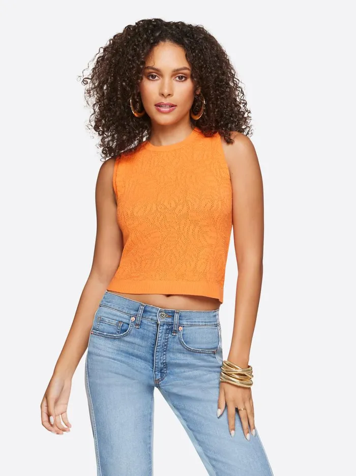 Women Tops and Tees Jessica Simpson Ivy Mesh Tank In Mandarin Orange