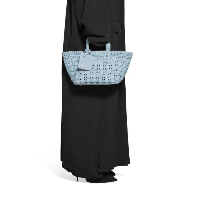 Women Tote Bags Balenciaga Bistro Xs Basket With Strap Denim In Light Blue