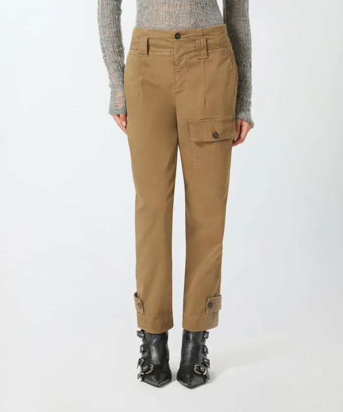 Women Trousers Pinko Cotton Cargo Trousers With Pockets Elm Wood Brown Women Trousers Pinko Cotton Cargo Trousers With Pockets Elm Wood Brown