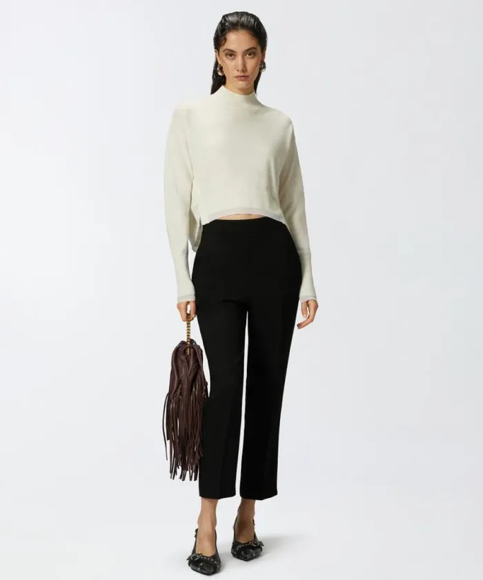 Women Trousers Pinko Elegant Technical Fabric Trousers Limo Black