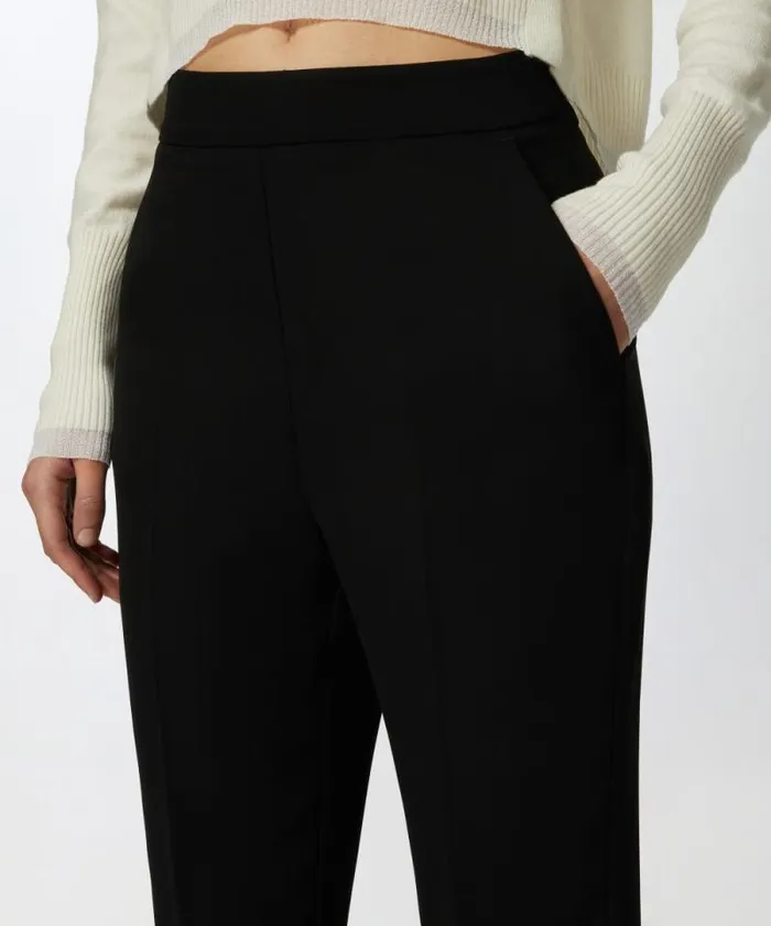 Women Trousers Pinko Elegant Technical Fabric Trousers Limo Black Women Trousers Pinko Elegant Technical Fabric Trousers Limo Black