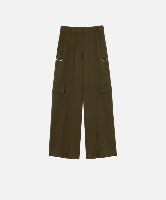 Women Trousers Pinko Flowing Wideleg Cargo Trousers Greenamazonia Women Trousers Pinko Flowing Wideleg Cargo Trousers Greenamazonia