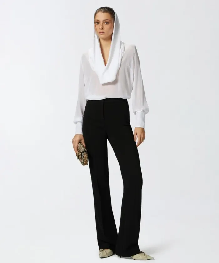 Women Trousers Pinko Highwaist Trousers In Technical Cady Limo Black
