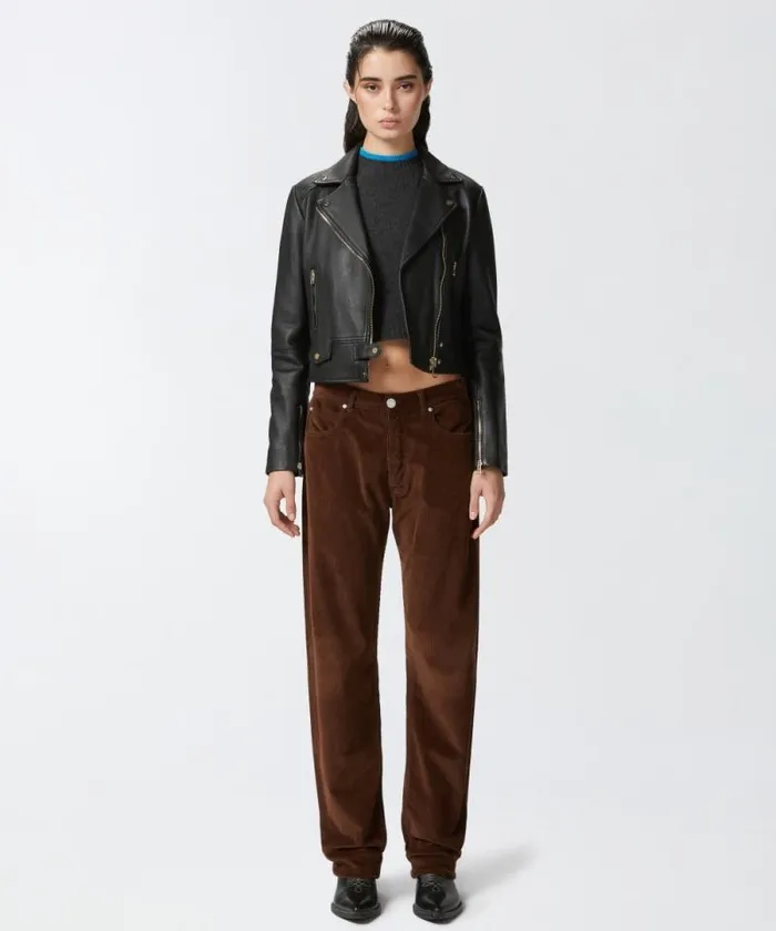 Women Trousers Pinko Loosefit Corduroy Trousers Chestnut Brown