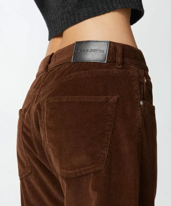 Women Trousers Pinko Loosefit Corduroy Trousers Chestnut Brown Women Trousers Pinko Loosefit Corduroy Trousers Chestnut Brown