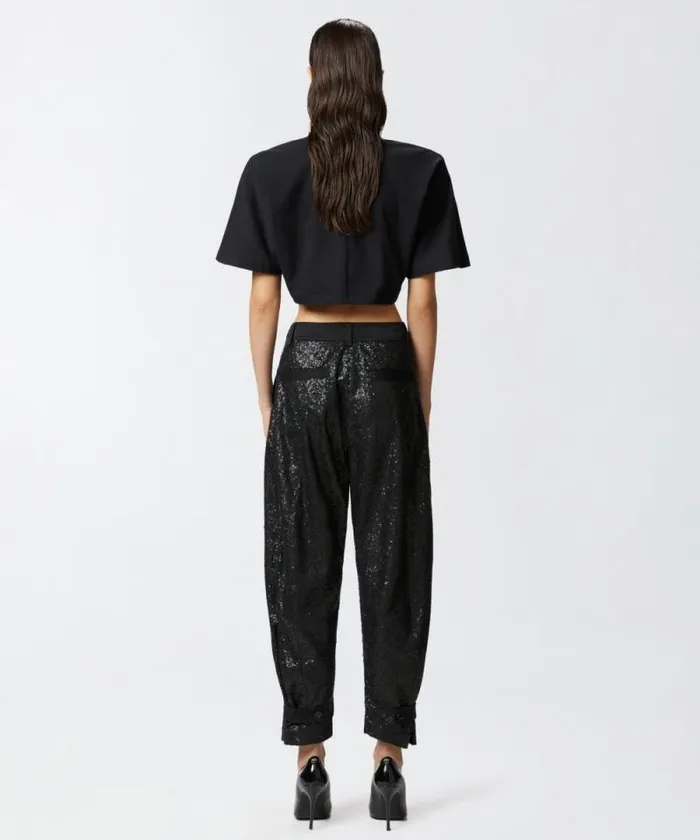 Women Trousers Pinko PPants Trousers With Small Sequins Limo Black Women Trousers Pinko PPants Trousers With Small Sequins Limo Black