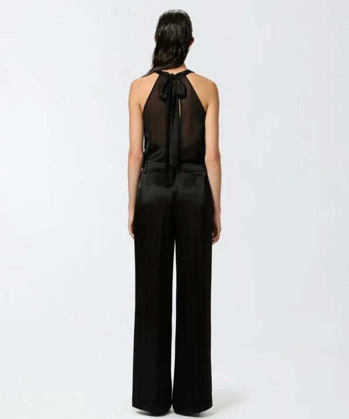 Women Trousers Pinko Tailored Satin Trousers Limo Black Women Trousers Pinko Tailored Satin Trousers Limo Black