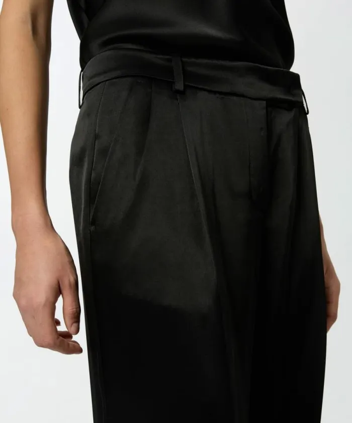 Women Trousers Pinko Tailored Satin Trousers Limo Black Women Trousers Pinko Tailored Satin Trousers Limo Black