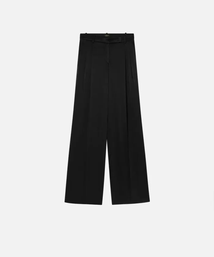 Women Trousers Pinko Tailored Satin Trousers Limo Black Women Trousers Pinko Tailored Satin Trousers Limo Black