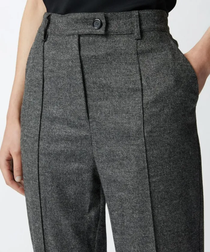 Women Trousers Pinko Textured Grey Flannel Cigarette Trousers Blackgrey Women Trousers Pinko Textured Grey Flannel Cigarette Trousers Blackgrey
