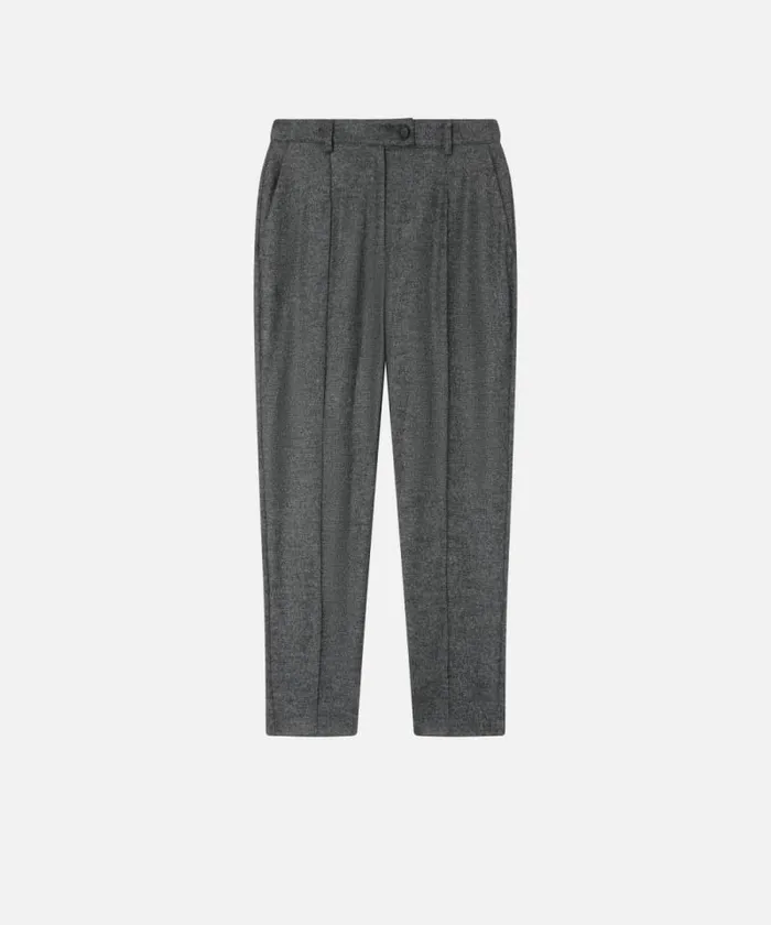 Women Trousers Pinko Textured Grey Flannel Cigarette Trousers Blackgrey Women Trousers Pinko Textured Grey Flannel Cigarette Trousers Blackgrey