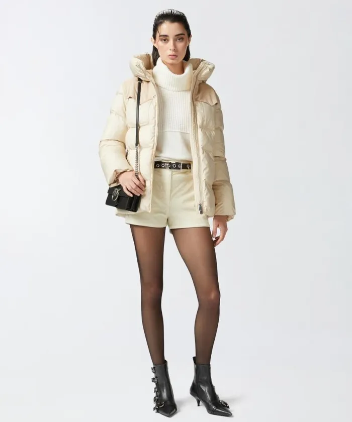 Women Trousers Pinko Velvet Milleraies Striped Shorts Milk White