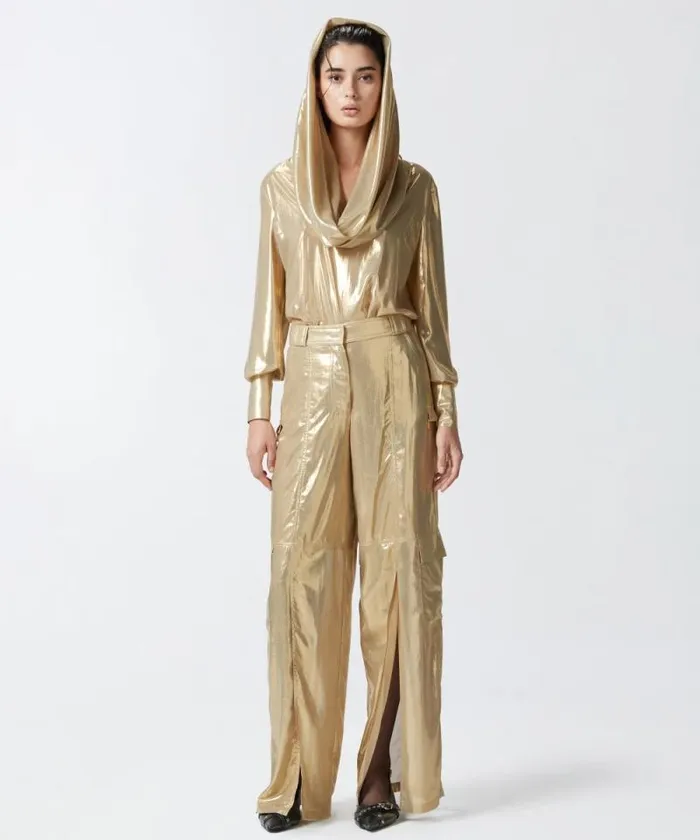 Women Trousers Pinko Wideleg Golden Cargo Trousers Beigegold