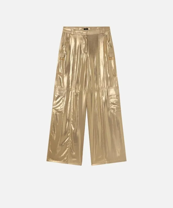 Women Trousers Pinko Wideleg Golden Cargo Trousers Beigegold Women Trousers Pinko Wideleg Golden Cargo Trousers Beigegold
