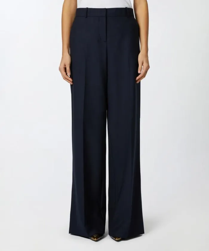 Women Trousers Pinko Wideleg Trousers In Pinstriped Fabric Blueburgundy Women Trousers Pinko Wideleg Trousers In Pinstriped Fabric Blueburgundy