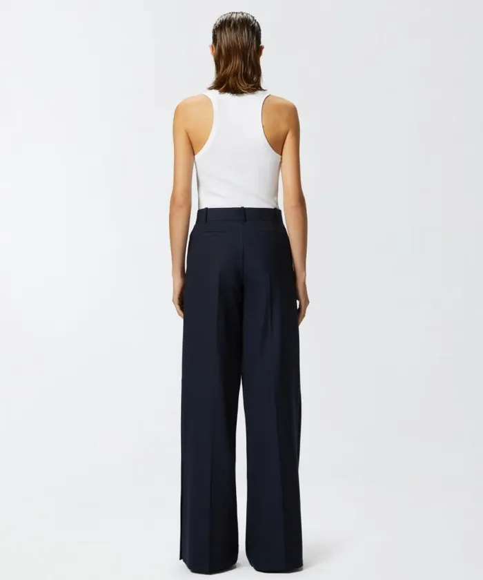 Women Trousers Pinko Wideleg Trousers In Pinstriped Fabric Blueburgundy Women Trousers Pinko Wideleg Trousers In Pinstriped Fabric Blueburgundy