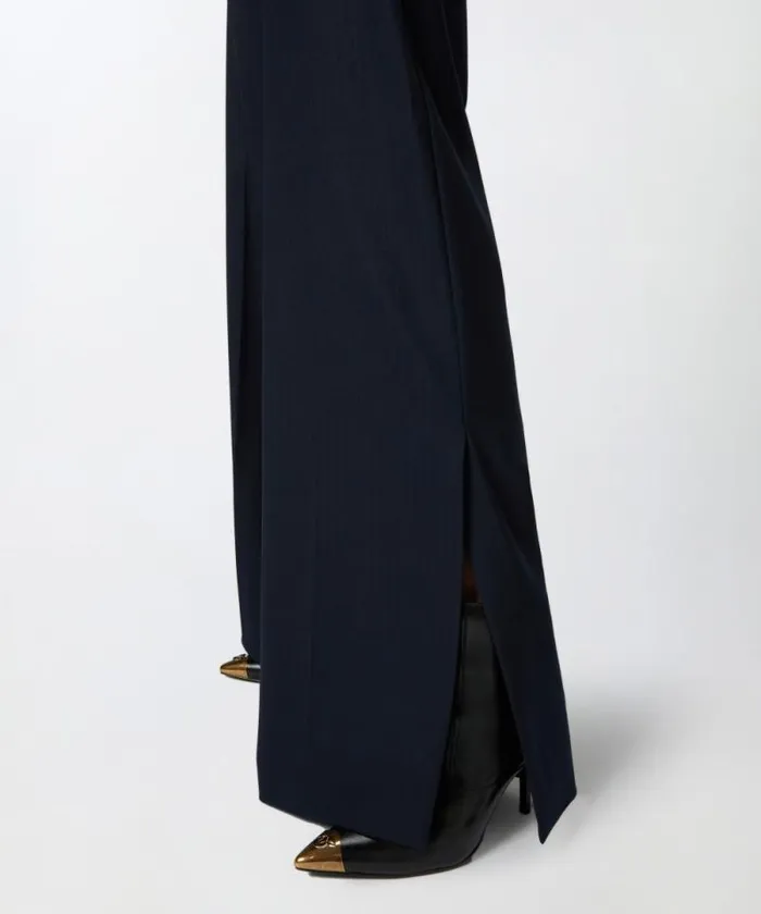 Women Trousers Pinko Wideleg Trousers In Pinstriped Fabric Blueburgundy Women Trousers Pinko Wideleg Trousers In Pinstriped Fabric Blueburgundy