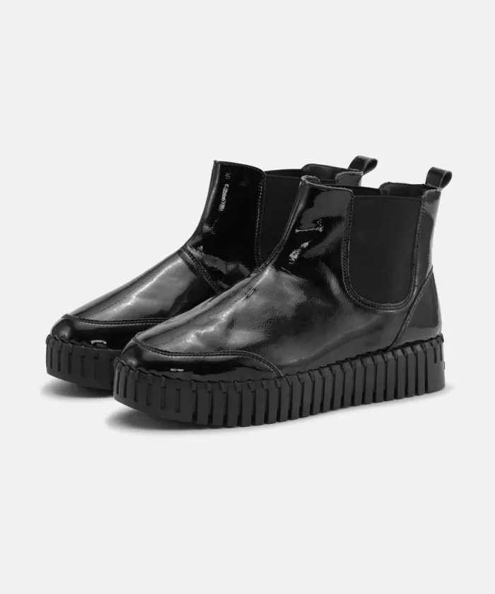 Women Tulip Flats Ilse Jacobsen Ankel Boot Gloss 8211 Black Black