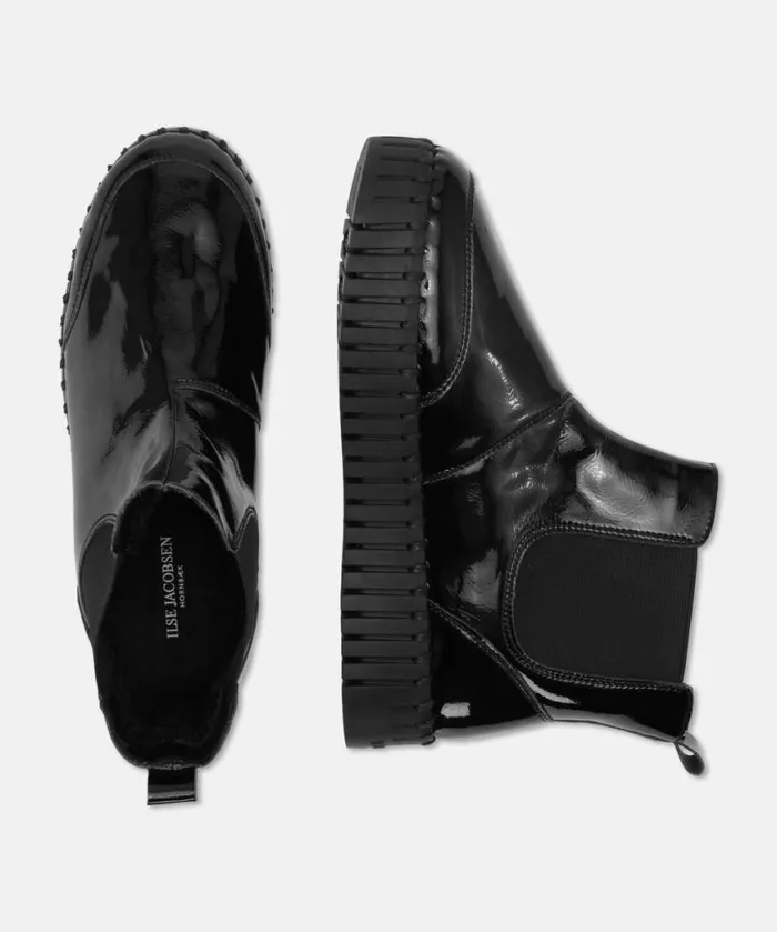 Women Tulip Flats Ilse Jacobsen Ankel Boot Gloss 8211 Black Black Women Tulip Flats Ilse Jacobsen Ankel Boot Gloss 8211 Black Black