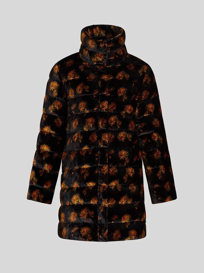 Women Velvet Down Jacket With Dahlias Etro Coats And Outerwear
