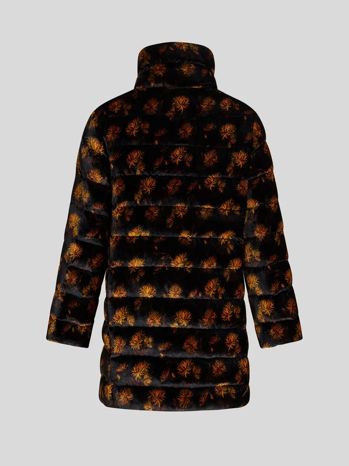 Women Velvet Down Jacket With Dahlias Etro Coats And Outerwear