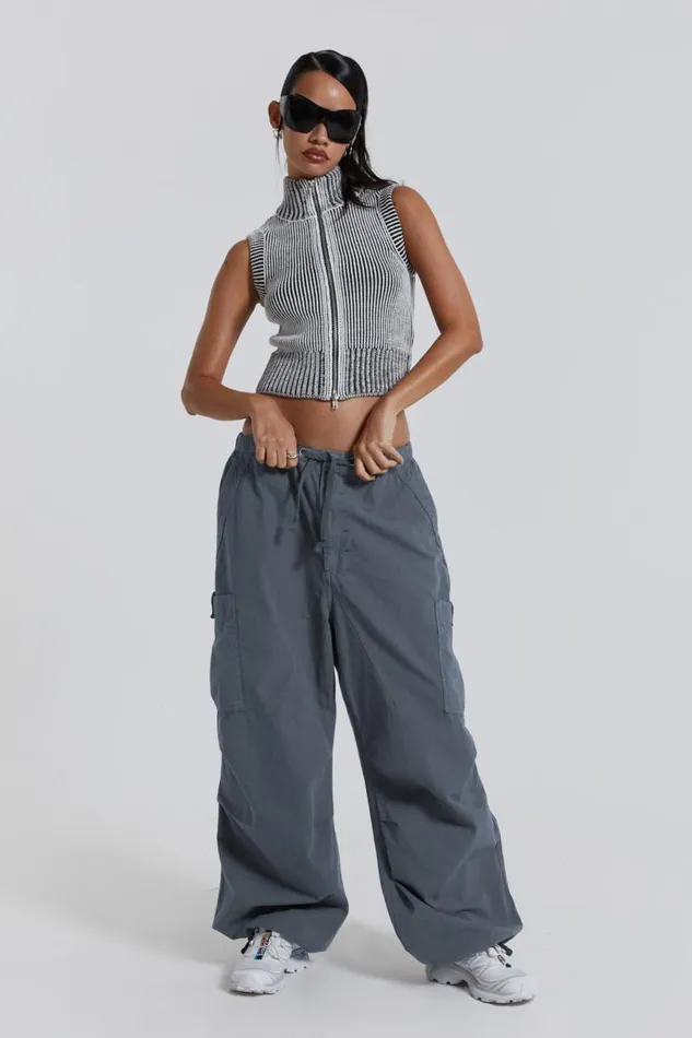 Women Vintage Grey Parachute Cargo Pants Jaded London Trousers and Pants