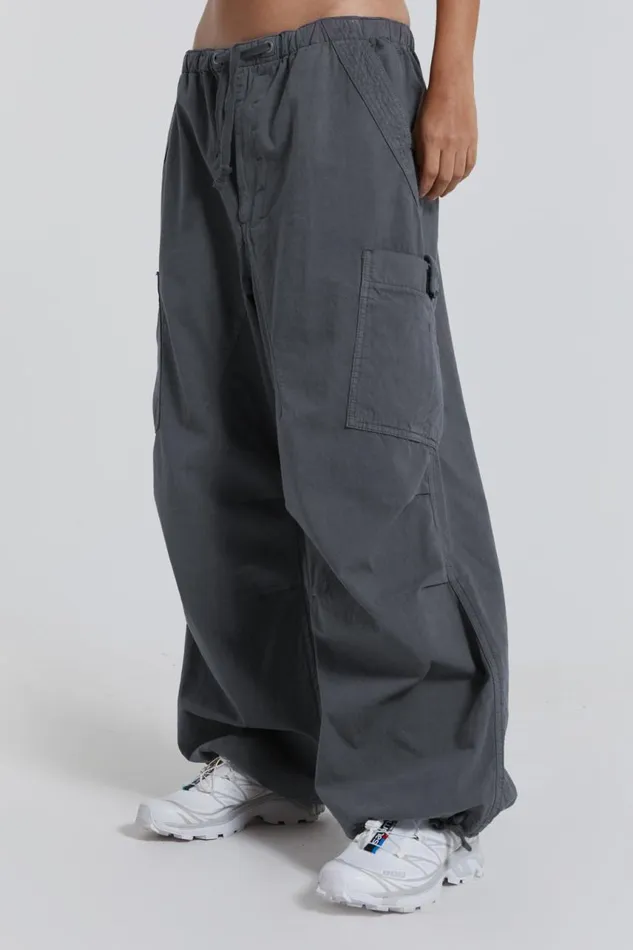 Women Vintage Grey Parachute Cargo Pants Jaded London Trousers and Pants