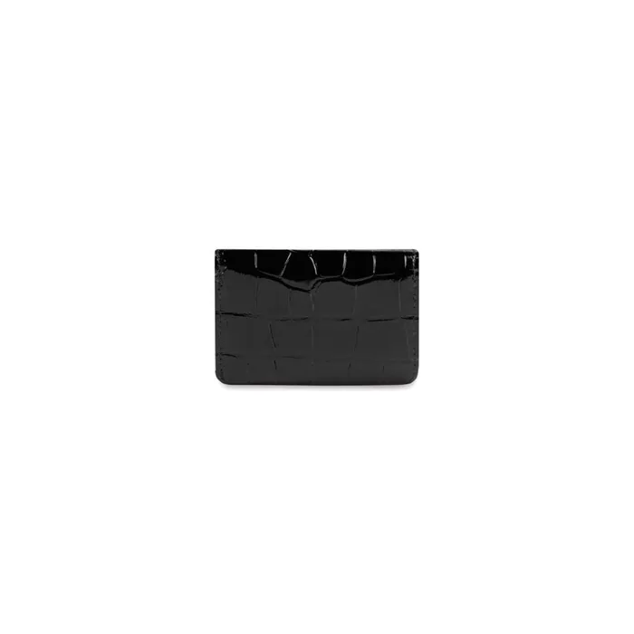 Women Wallets Balenciaga Cash Mini Wallet Crocodile Embossed In Blackwhite