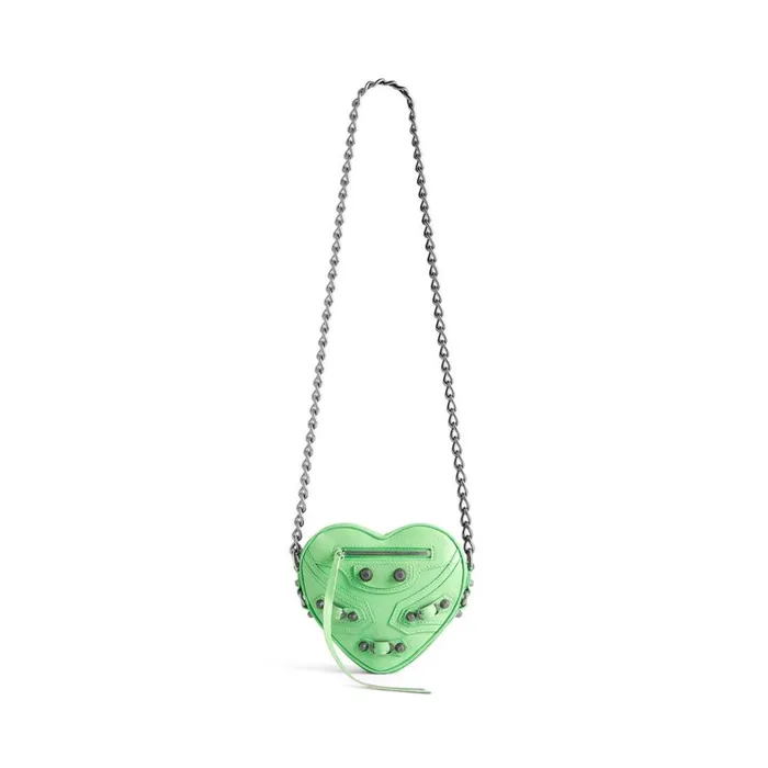 Women Wallets On Chain Balenciaga Le Cagole Heart Mini Bag In Light Green