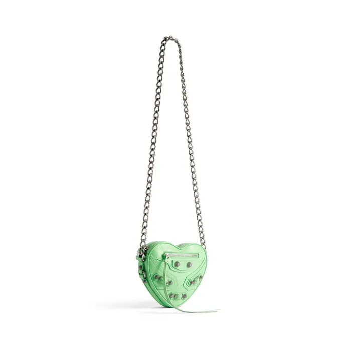 Women Wallets On Chain Balenciaga Le Cagole Heart Mini Bag In Light Green