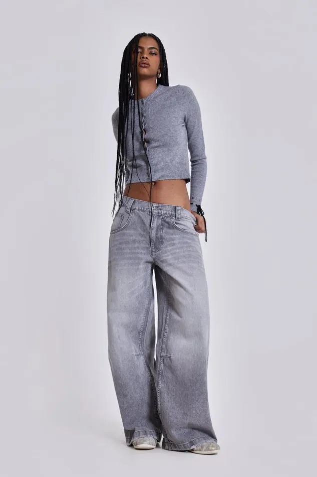 Women Washed Grey Colossus Baggy Jeans Jaded London Jeans