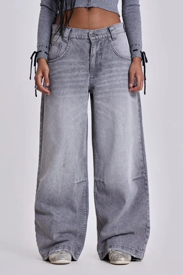 Women Washed Grey Colossus Baggy Jeans Jaded London Jeans