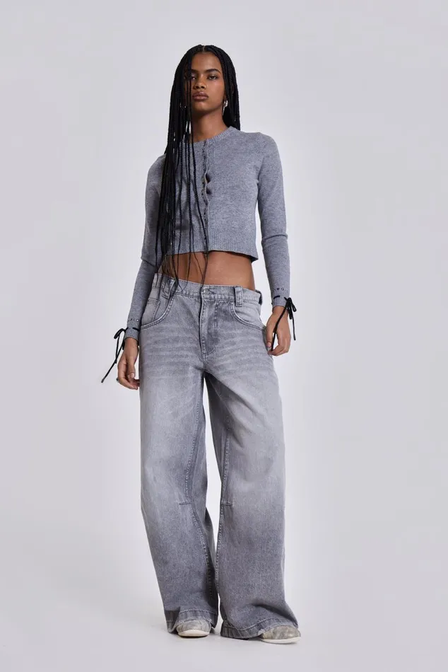 Women Washed Grey Colossus Baggy Jeans Jaded London Jeans