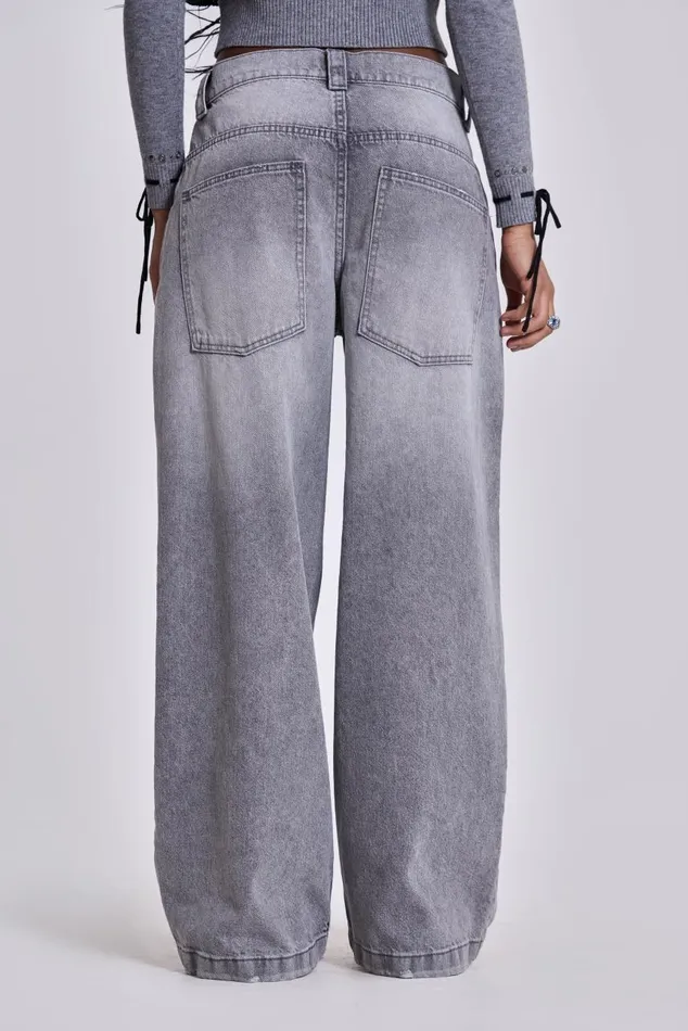Women Washed Grey Colossus Baggy Jeans Jaded London Jeans