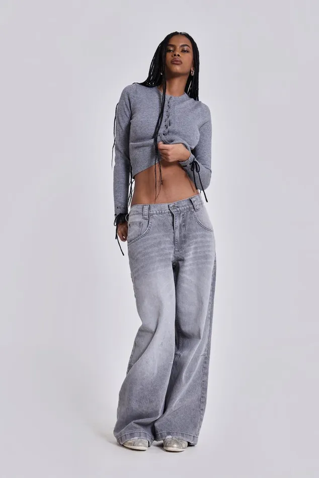 Women Washed Grey Colossus Baggy Jeans Jaded London Jeans