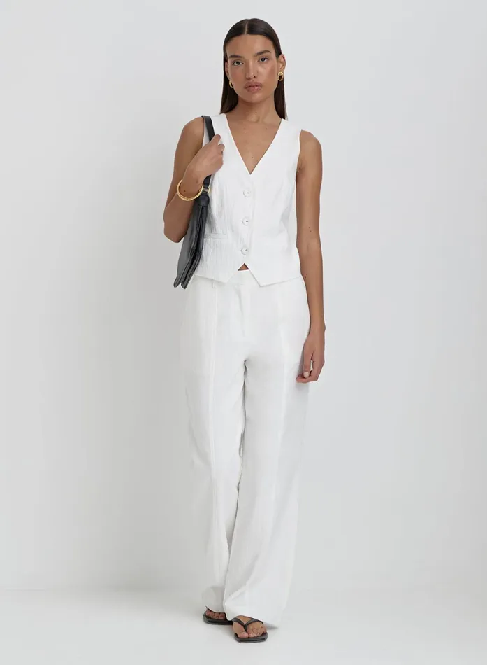 Women White Linen Tailored Trousers Tilde 4th and Reckless Pants