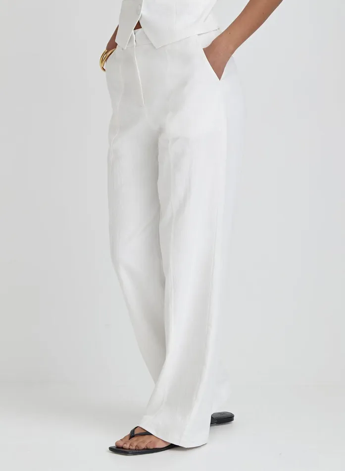 Women White Linen Tailored Trousers Tilde 4th and Reckless Pants
