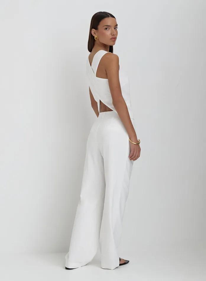 Women White Linen Tailored Trousers Tilde 4th and Reckless Pants