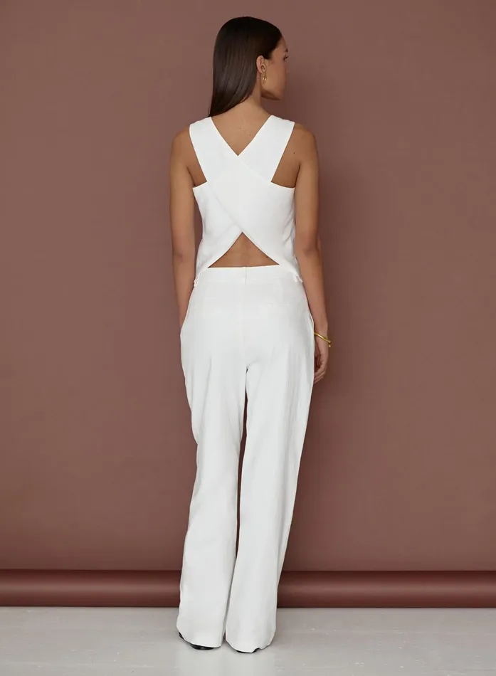Women White Linen Tailored Trousers Tilde 4th and Reckless Pants