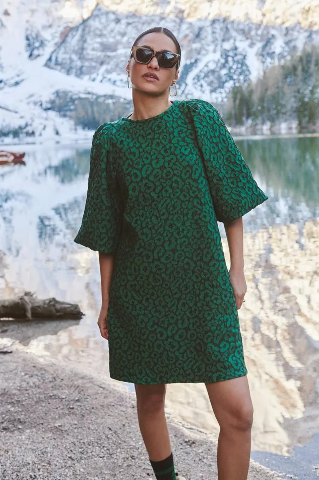 Women Zasu Leo Dress Green Panter Print Bybar Dresses