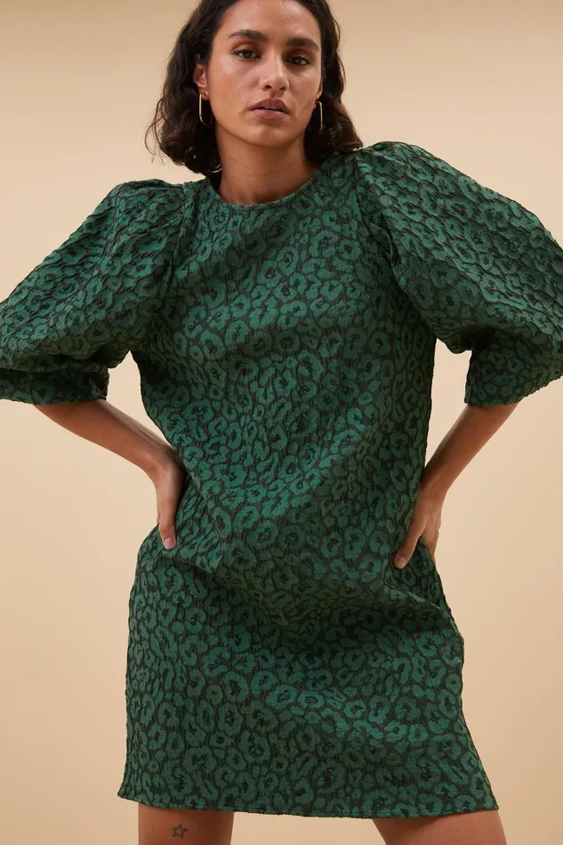 Women Zasu Leo Dress Green Panter Print Bybar Dresses