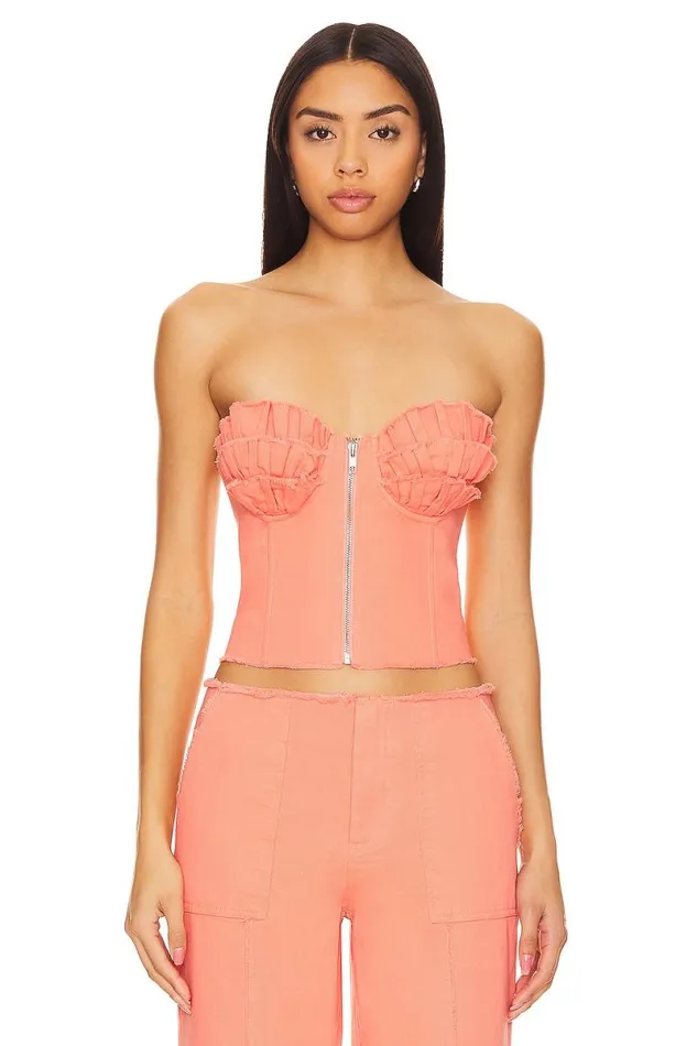 X Anja Dujakovi Bruna Bustier Top Soft Orange Women Lovers and Friends Tops