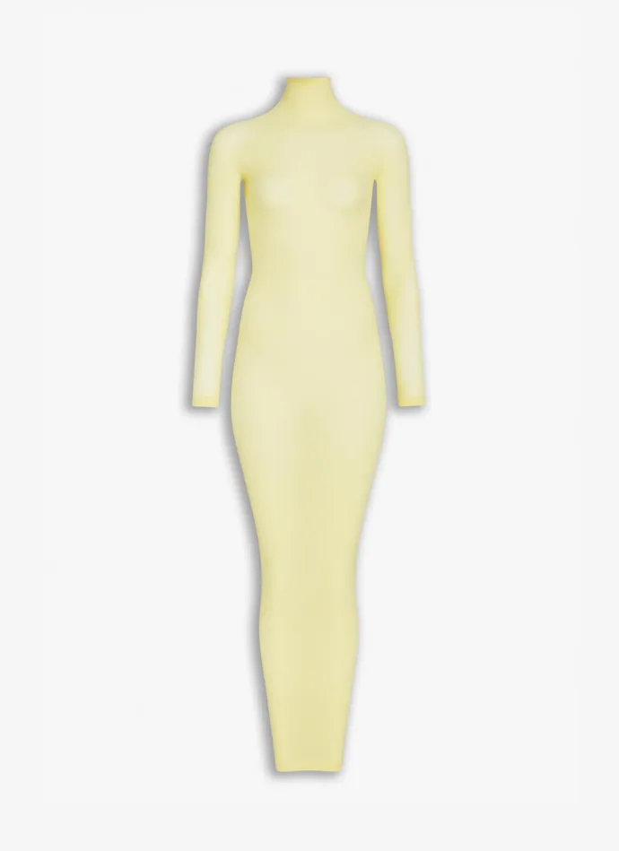 Yellow Fitted Dress In Fine Knit Women Alaa Dresses