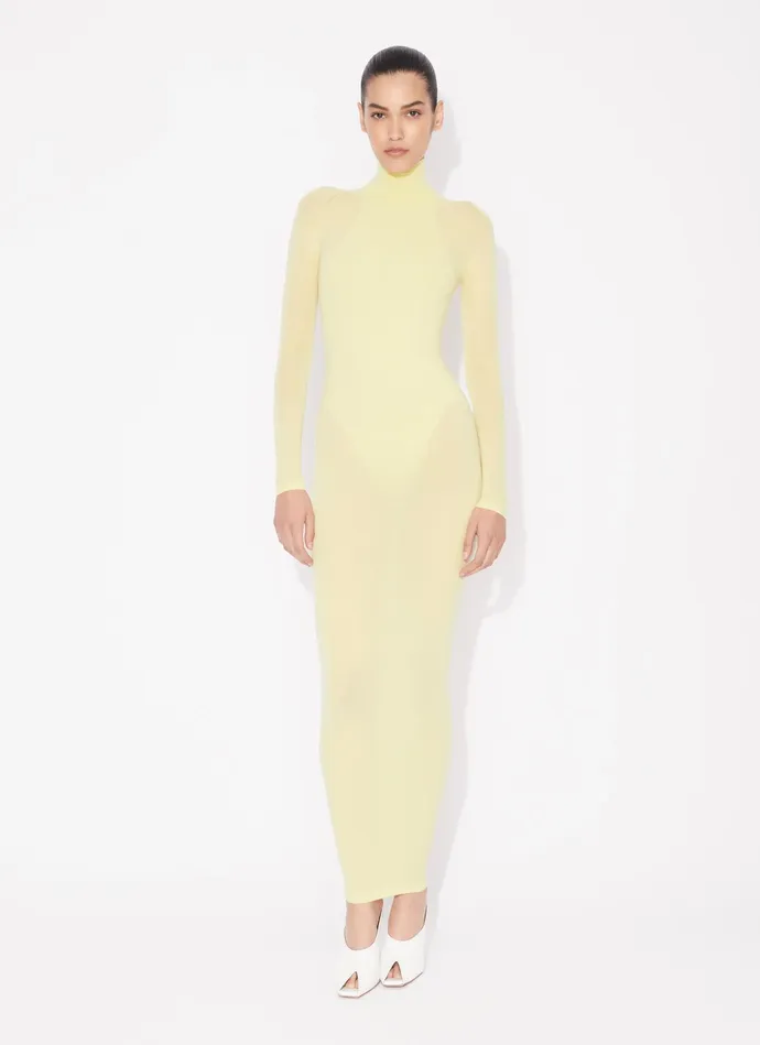 Yellow Fitted Dress In Fine Knit Women Alaa Dresses