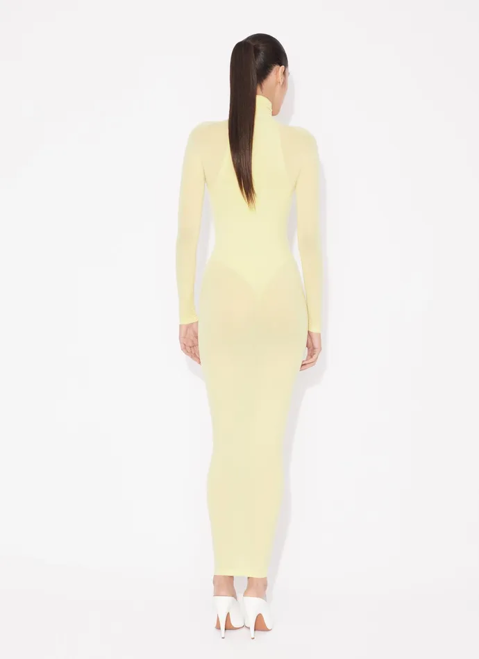 Yellow Fitted Dress In Fine Knit Women Alaa Dresses