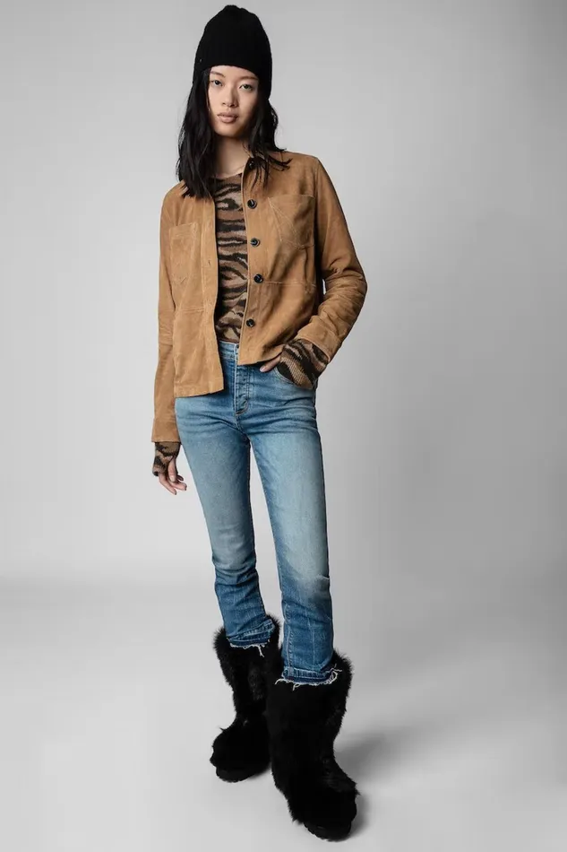 Zadig and Voltaire Jackets TOI DAIM SUEDE COGNAC 8211 Women