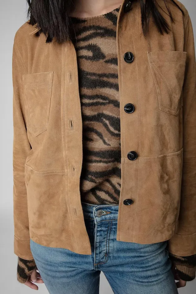 Zadig and Voltaire Jackets TOI DAIM SUEDE COGNAC 8211 Women Zadig and Voltaire Jackets TOI DAIM SUEDE COGNAC 8211 Women