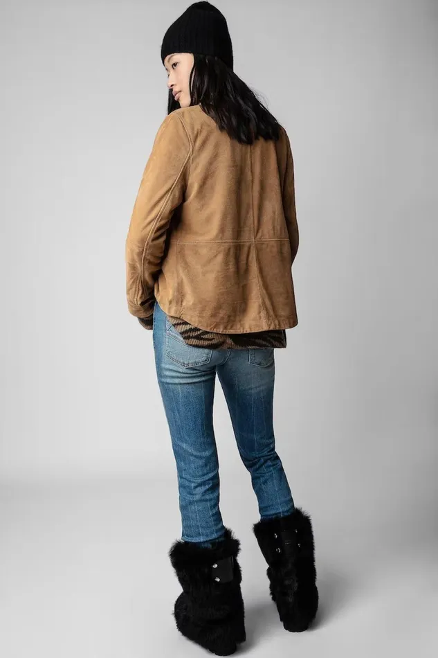 Zadig and Voltaire Jackets TOI DAIM SUEDE COGNAC 8211 Women Zadig and Voltaire Jackets TOI DAIM SUEDE COGNAC 8211 Women
