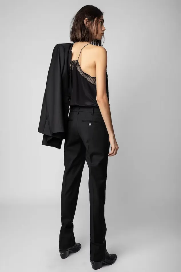 Zadig and Voltaire Pants PRUNE SLIT SMOKING BLACK 8211 Women Zadig and Voltaire Pants PRUNE SLIT SMOKING BLACK 8211 Women